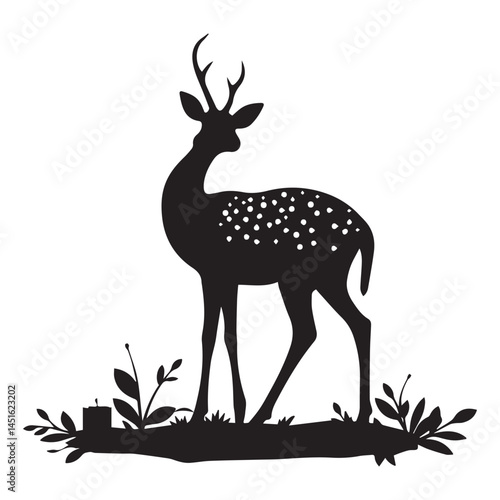 Dik dik animal silhouette black vector art design on white background
