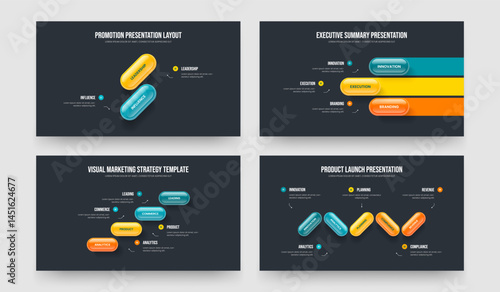 Corporate Campaign Two Three Four Five Option Infographic Presentation Layout Vector Illustration Bundle. Creative Introduction 2 3 4 5 Element Diagram Frame Design Collection.