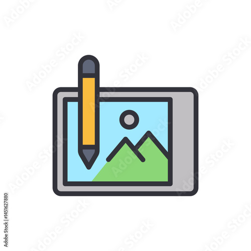 Digital painting colored icons, minimalist vector illustration ,simple transparent graphic element .Isolated on white background