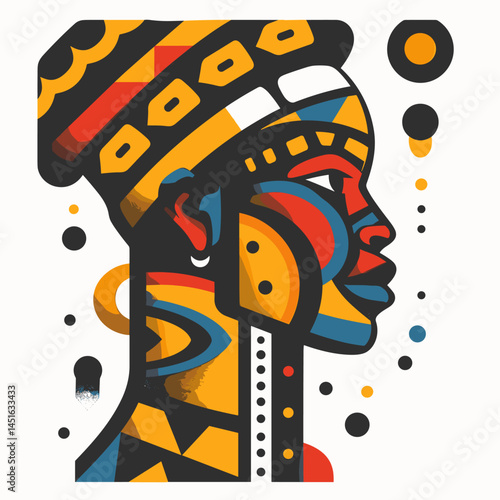 Colorful face of African American man, vector illustration