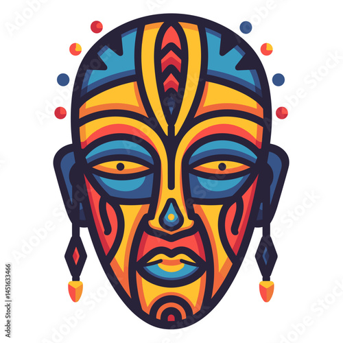 Colorful face of African American man, vector illustration