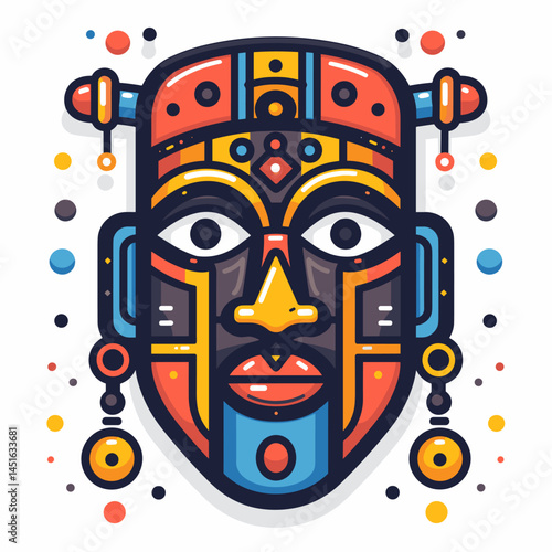 Colorful face of African American man, vector illustration