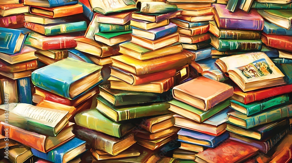 Colorful book stacks Colorful book stacks