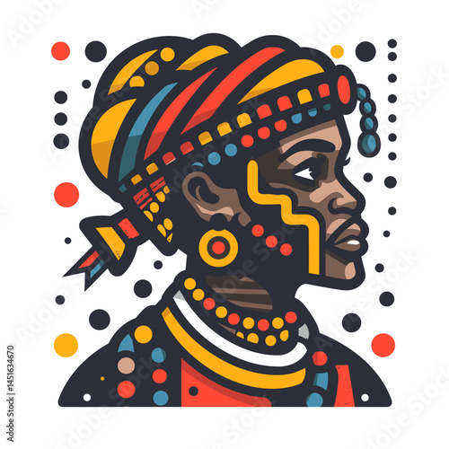Colorful face of African American man, vector illustration