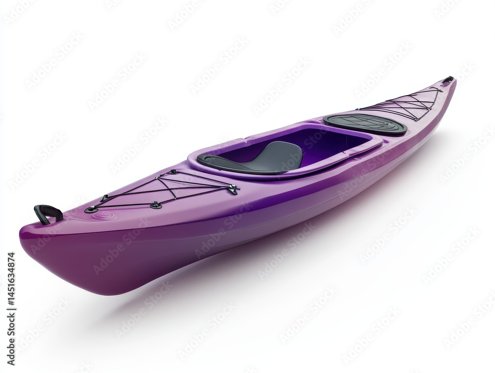 Purple Kayak on White Background Studio Shot of Recreation Watercraft Purple Kayak on White Background Studio Shot of Recreation Watercraft