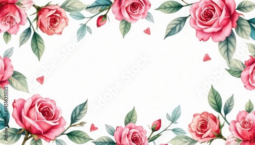 Delicate watercolor roses & leaves, repeating pattern, rose pattern, repeat, botanical