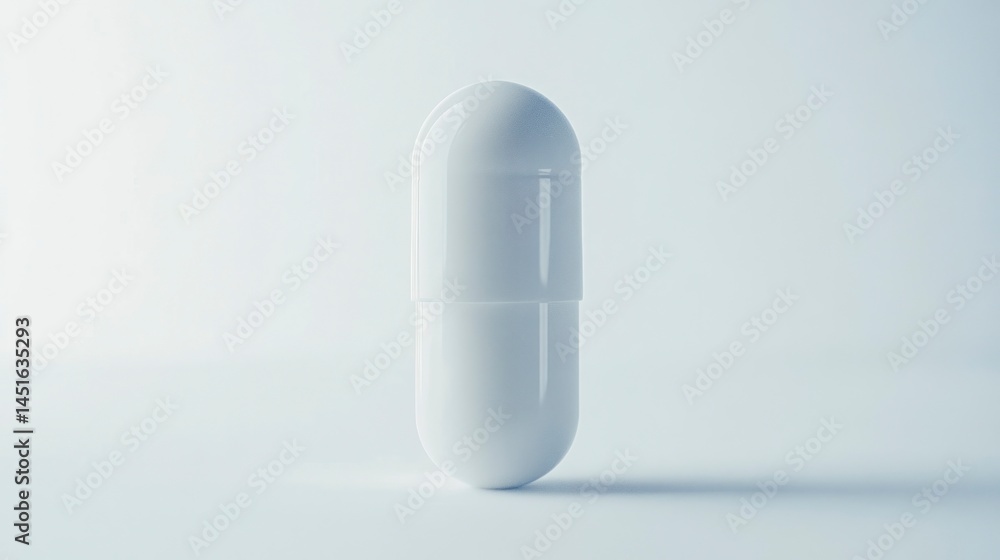 Single white capsule on a bright background Single white capsule on a bright background