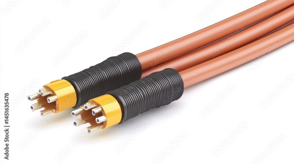 Fototapeta premium Orange Cables with Gold Connectors