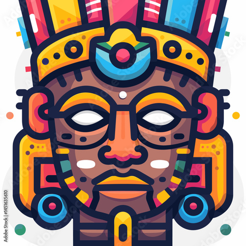 Colorful face of African American man, vector illustration.