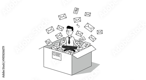 Overflowing Mailbox: Letters and Documents Falling into a Box