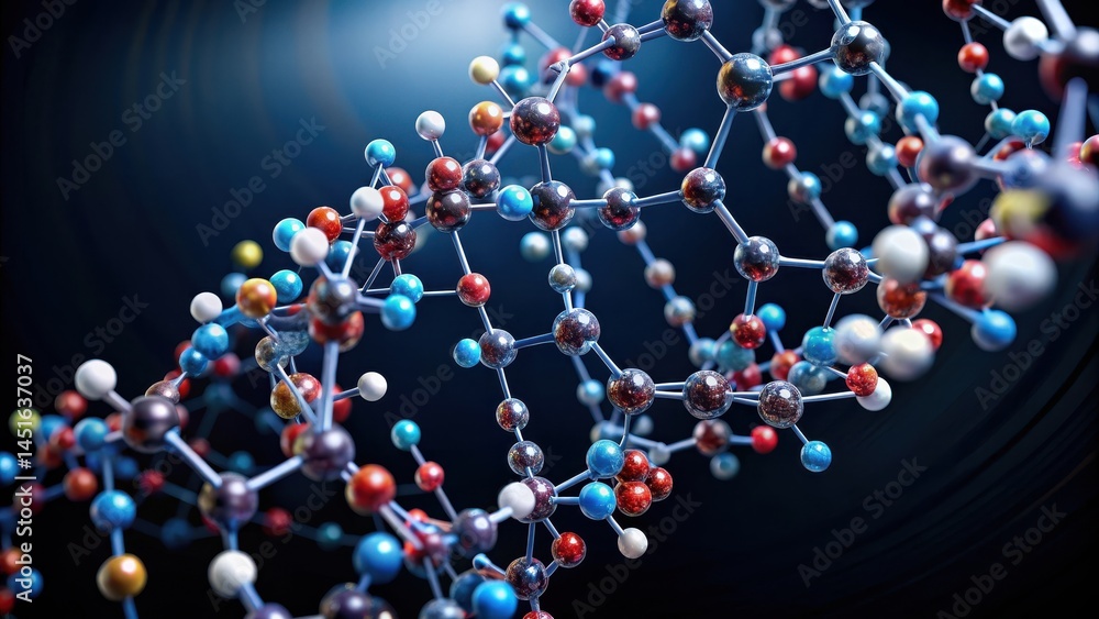 Amino acid molecules arranged in a helix structure on a dark background , neuroscience, protein structure Amino acid molecules arranged in a helix structure on a dark background , neuroscience, protein structure