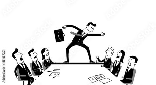 Shocked Business Team Witnessing a Fired Employee's Briefcase Being Returned