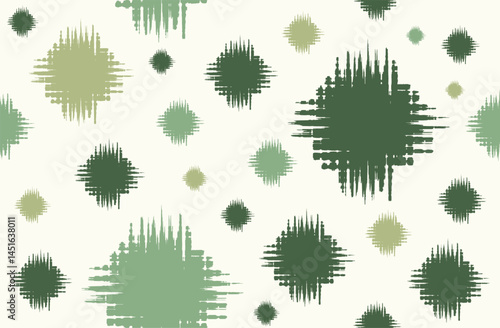 seamless pattern with green ikat wind dot pattern background