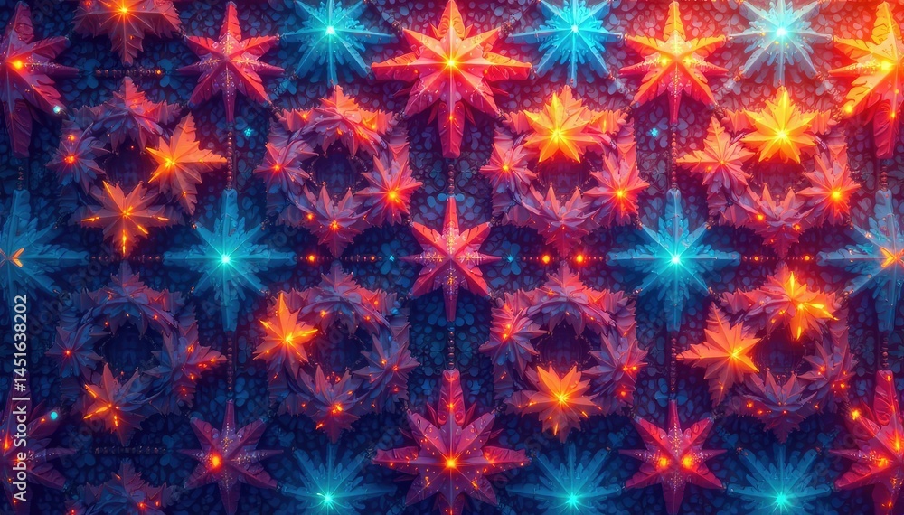 Intricate tessellation of geometric shapes in vibrant hues , symmetry, design element, lines Intricate tessellation of geometric shapes in vibrant hues , symmetry, design element, lines