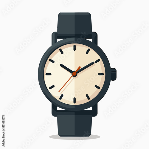 modern black watch with white face and orange hands