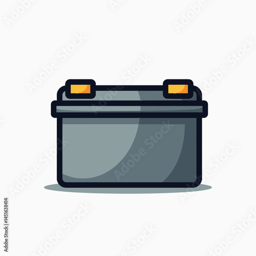 battery icon with yellow ends  gray storage box illustration