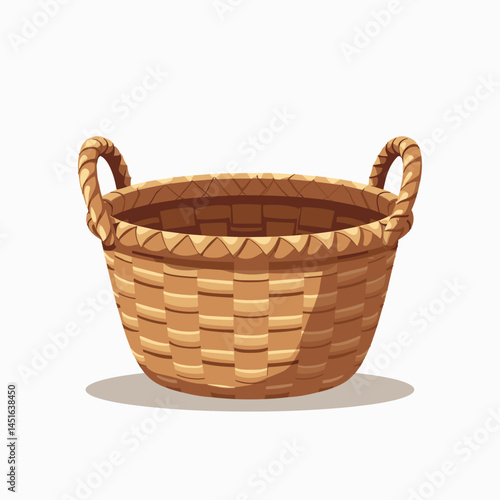 wicker basket with handle  brown, handmade, rattan, textured, natural, organic, ecofriendly, sustainable, unique, crafted, artisanal, vintage, rustic