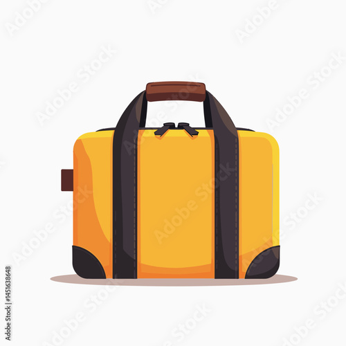 yellow suitcase with brown strap  travel bag illustration