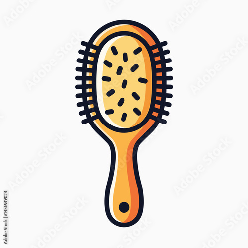 yellow bristle hairbrush with wooden handle  stock illustration