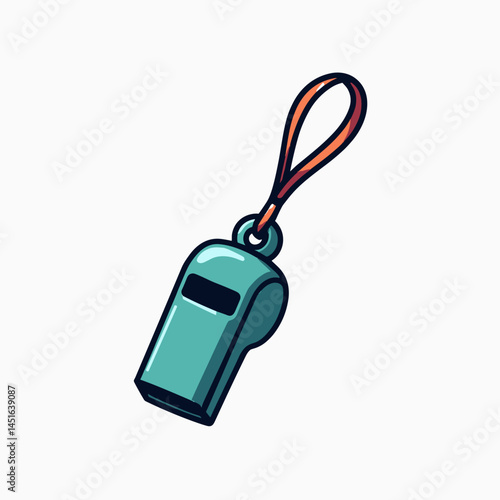 blue whistle with orange strap  cartoon illustration
