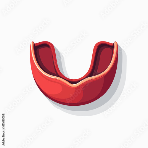 red dental mouthguard with opening for teeth  isolated on white background