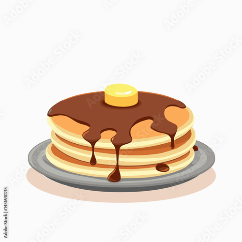 chocolate pancake with butter on plate  fluffy pancakes with syrup