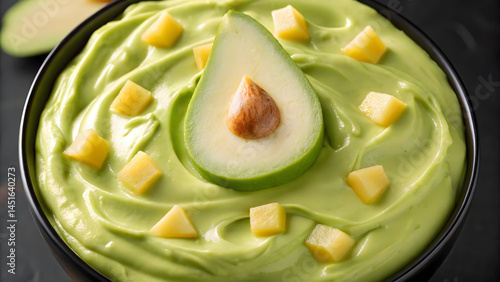 Fresh Fruit Smoothies Fresh avocado fruit smoothies with creamy texture and small fruit cubes create delicious healthy treat