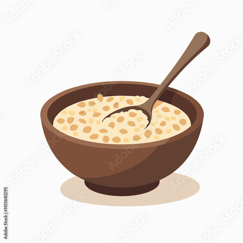 creamy cereal bowl with spoon  food illustration