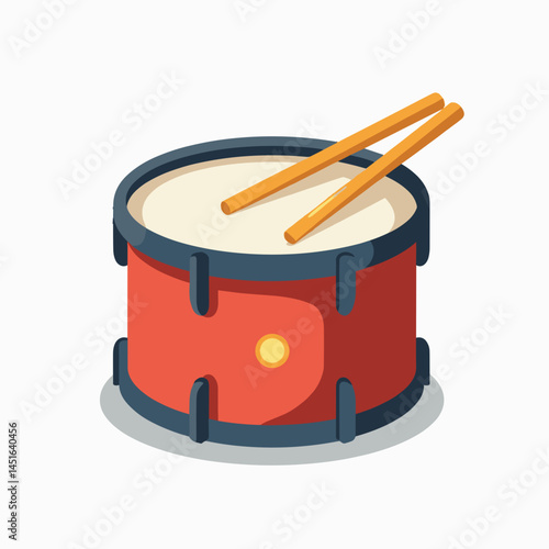vibrant drum set with red cymbals and brown sticks
