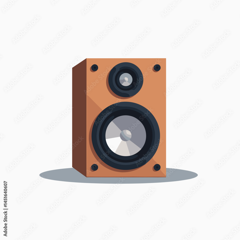 d illustration of brown wooden speaker with black grill d illustration of brown wooden speaker with black grill