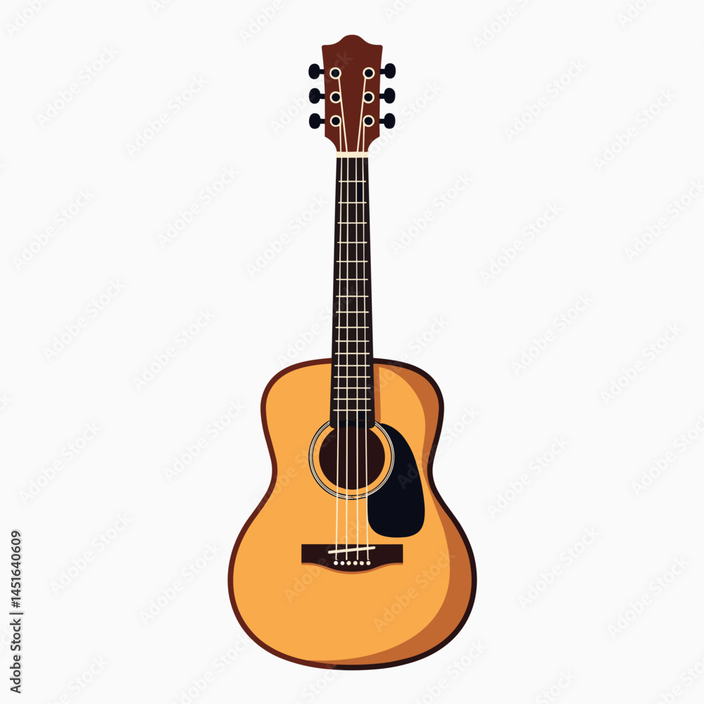 Obraz premium acoustic guitar illustration with brown wood finish
