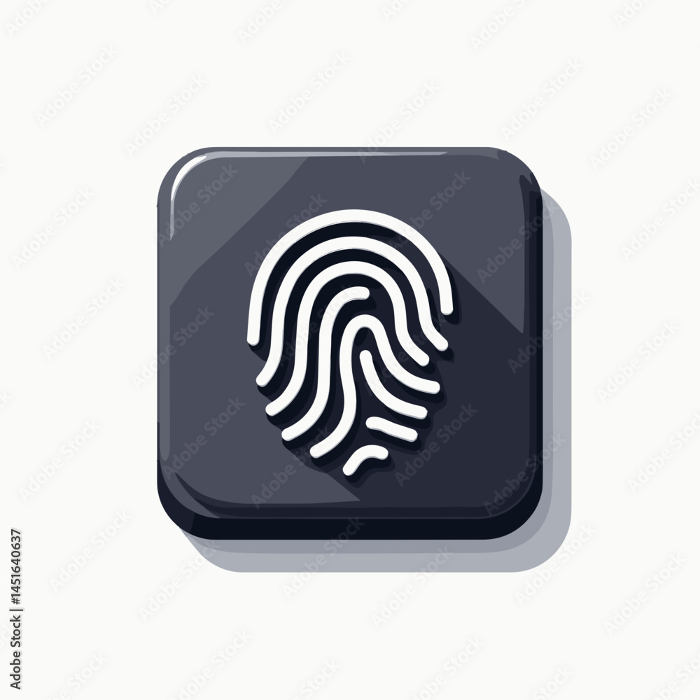 biometric fingerprint authentication icon dark gray square with light gray shadow biometric fingerprint authentication icon dark gray square with light gray shadow