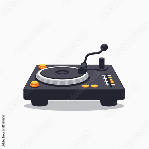 vintage dj mixer with microphone  black and orange illustration