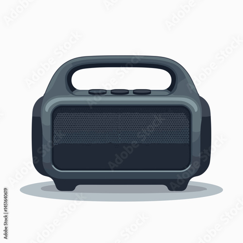 portable bluetooth speaker with grey body and black handles
