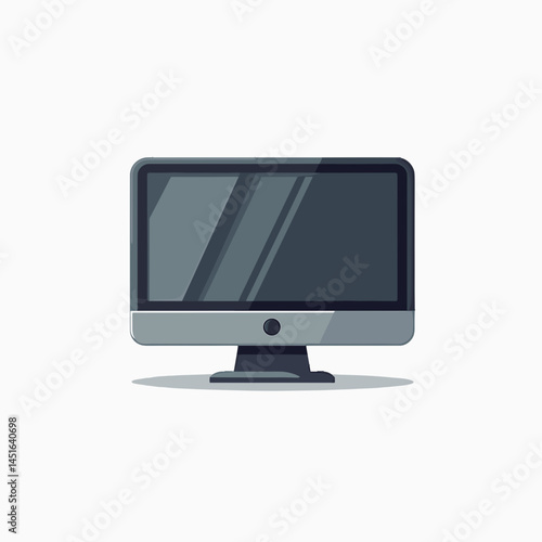 modern flat screen computer monitor with reflection  digital display technology icon