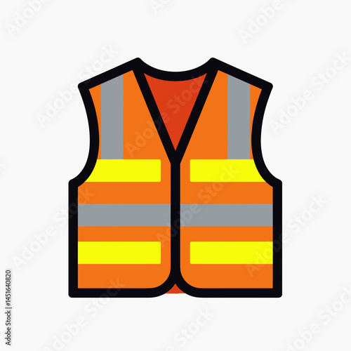 safety vest icon  orange and gray reflective protective gear