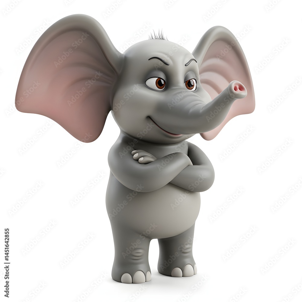 Fototapeta premium Standing cute elephant cartoon