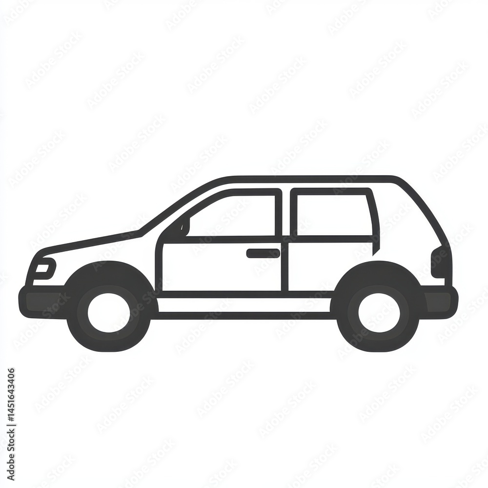 Fototapeta premium Simple Line Drawing of a White SUV