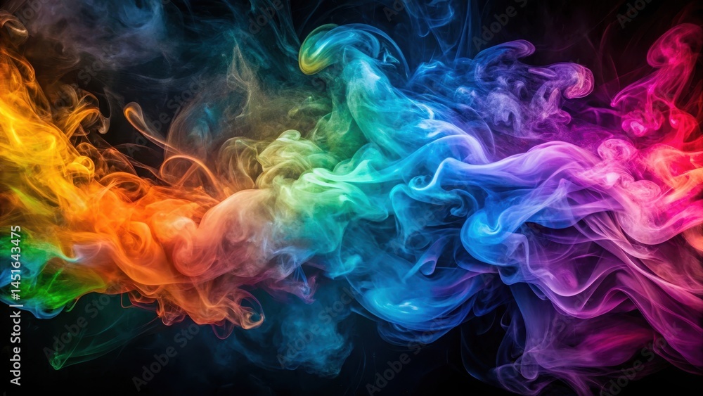 Fototapeta premium Vibrant smoke swirls on a dark canvas , smoke and fog, abstract patterns, smoke and fog, abstract patterns