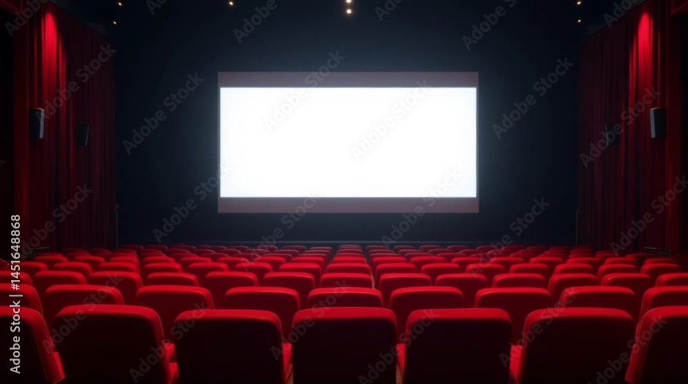 Fototapeta premium empty cinema auditorium with red chairs