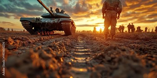 Obraz na płótnie War tank banner w salonie