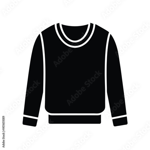Crewneck Sweatshirt with Thumbholes Icon Silhouette Vector Illustration