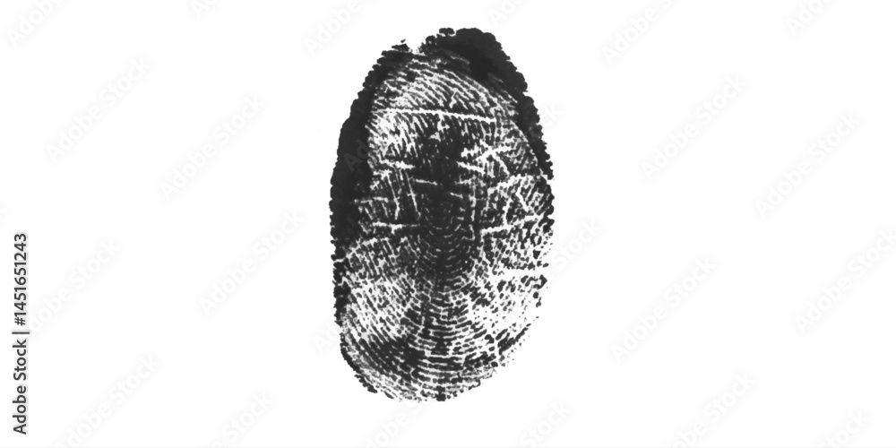 Naklejka premium Vector black fingerprint on white background.