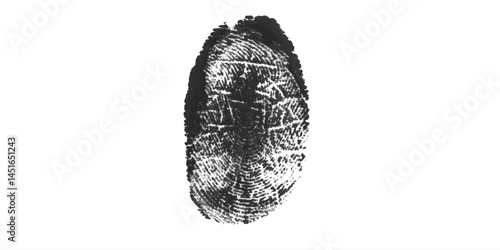 Vector black fingerprint on white background.