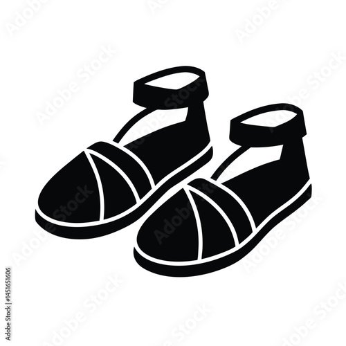 Espadrille Sandals with Ankle Ties Icon Silhouette Vector Illustration