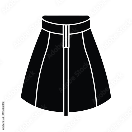 High Waist Skort with Zip Back Icon Silhouette Vector Illustration