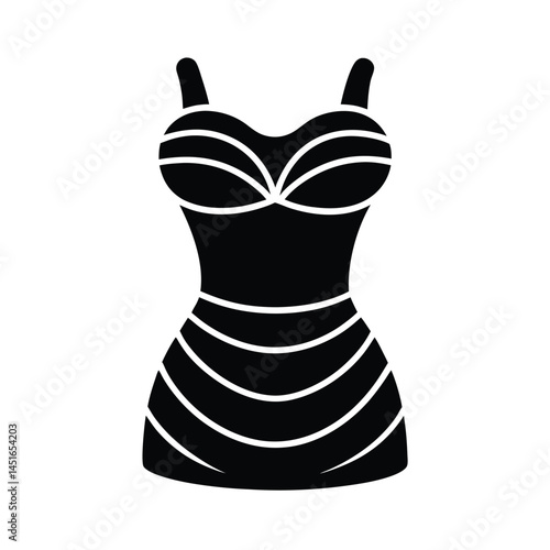 Ruched Mini Dress With Sweetheart Neck Icon Silhouette Vector Illustration