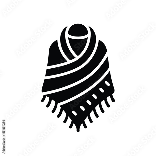 Shawl Wrap With Textured Weave Icon Silhouette Vector Illustration