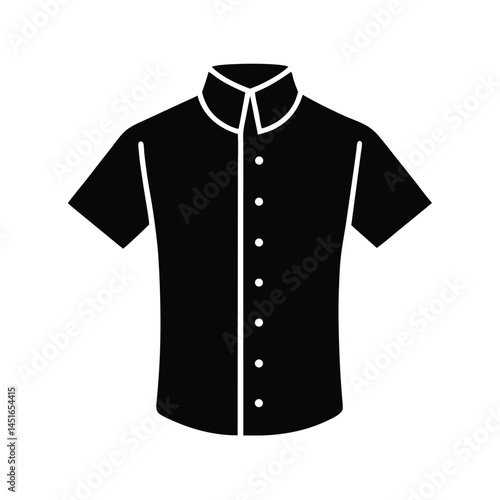 Short Sleeve Shirt With Mandarin Collar Icon Silhouette Vector Illustration