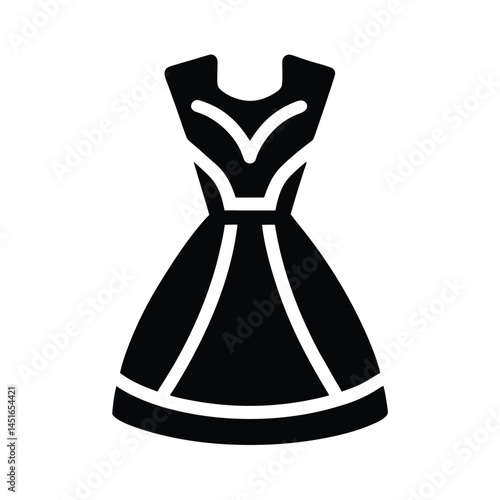 Shoulder Cut Out Dress With Fitted Bodice Icon Silhouette Vector Illustration